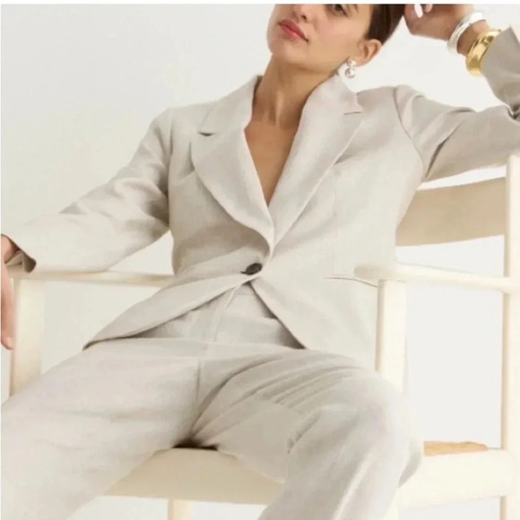 J. CREW Ivory Office Siren Blazer in Stretch Linen Blend Size 00 Corpcore - Picture 5 of 16